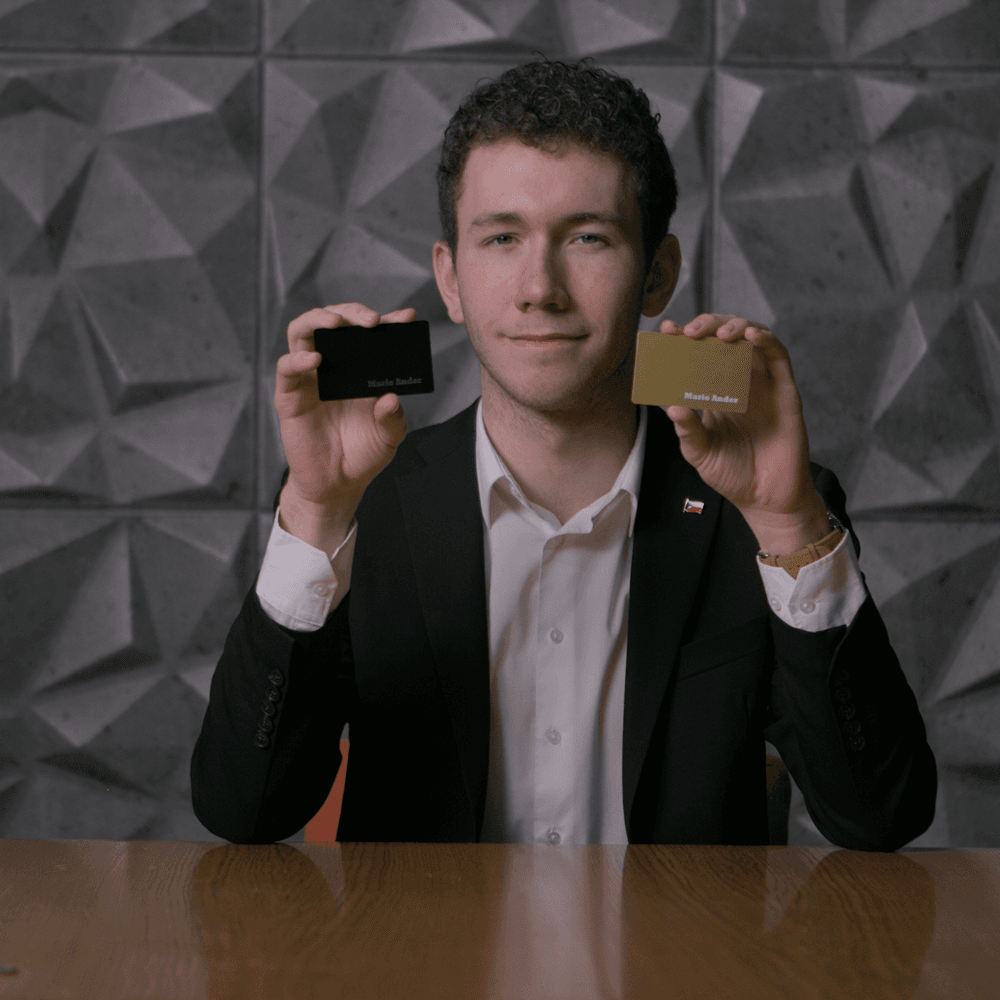 PVC Vizitka - Zářivě zlatá / Nerezová ocel